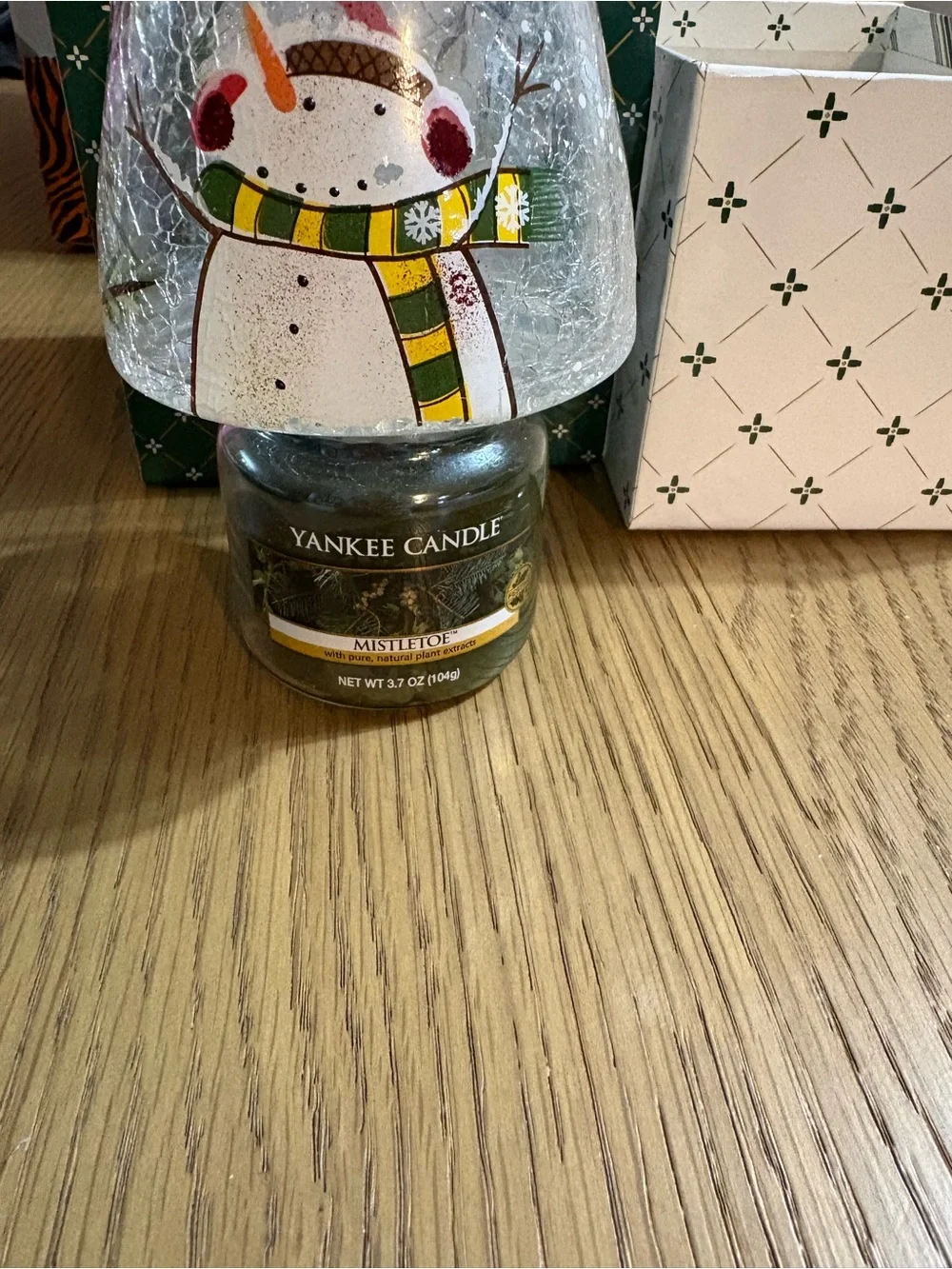 Yankee Candle Snowman Votive Shade with Green, Yellow & Red Accents
